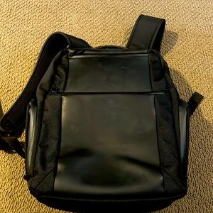 Waterfield designs newest backpack. Black leather and ballistic.